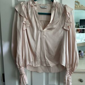 Amanda Uprichard Blush Ruffle Blouse